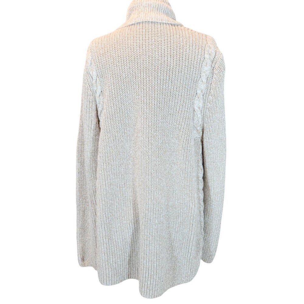 TALBOTS Chunky Cable & Shaker Stitch Open Front Cotton Cardigan Size XL Classic - Picture 2 of 8
